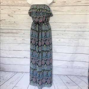 Strapless Black Sundress w/Paisley Patterns Sz11Jr